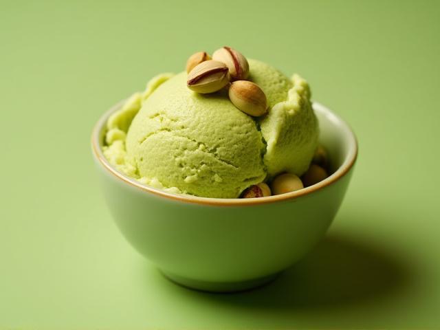 Rich, creamy pistachio gelato in a cup, garnished with pistachios.